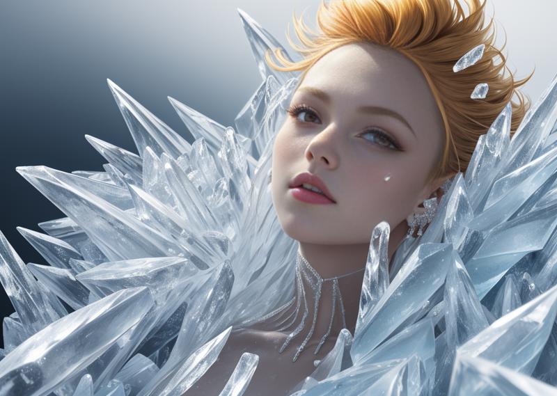 00441-750647545-detail ice, freeze,1 beauty, ICE dress, full body, face details, red eyes, golden hair，materpiece.png